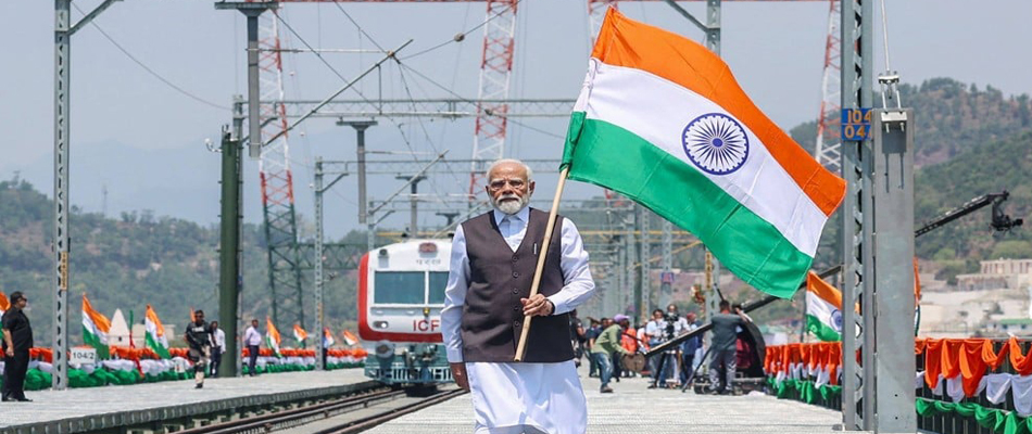 PM Modi inaugurates world’s highest rail bridge over Chenab river in J & K.